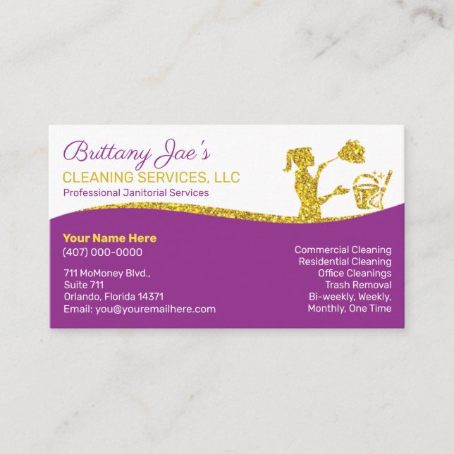 Professional Cleaning/Janitorial Housekeeping Serv Business Card (Front)
