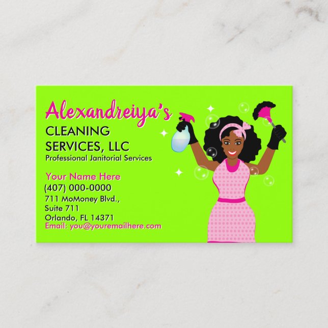 Professional Cleaning/Janitorial Housekeeping Serv Business Card (Front)