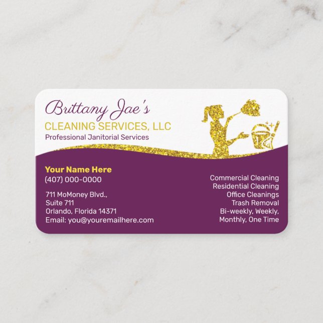 Professional Cleaning/Janitorial Housekeeping Serv Business Card (Front)