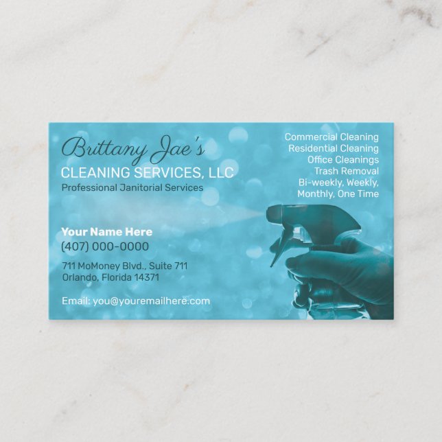 Professional Cleaning/Janitorial Housekeeping Serv Business Card (Front)
