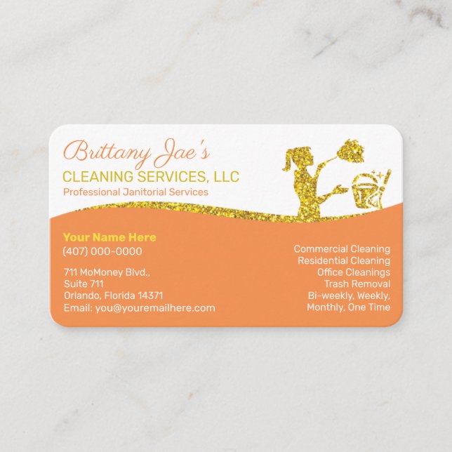 Professional Cleaning/Janitorial Housekeeping Serv Business Card (Front)