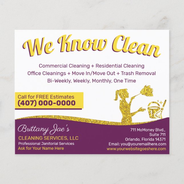 Professional Cleaning/Janitorial Housekeeping Serv Flyer (Front)