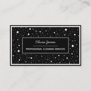 Professional cleaning service black sparkle business card