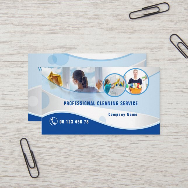Professional cleaning service business card (Front/Back In Situ)