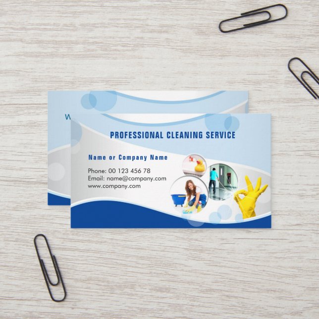 Professional cleaning service business card (Front/Back In Situ)