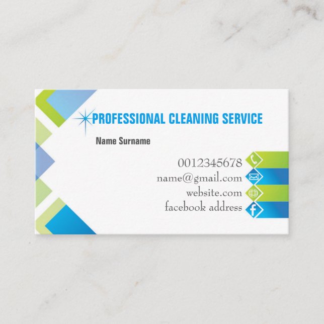 Professional cleaning service business card (Front)