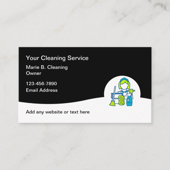 Professional Cleaning Service Business Cards (Front)