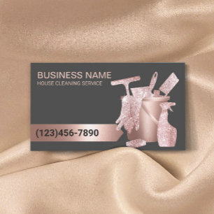Professional Cleaning Service Modern Rose Gold Business Card