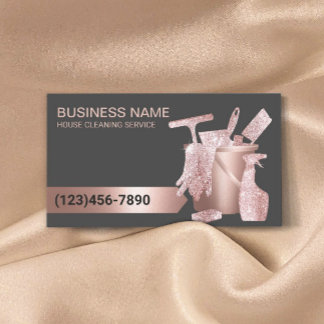Professional Cleaning Service Modern Rose Gold  Business Card