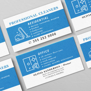 Professional cleaning services blue business card
