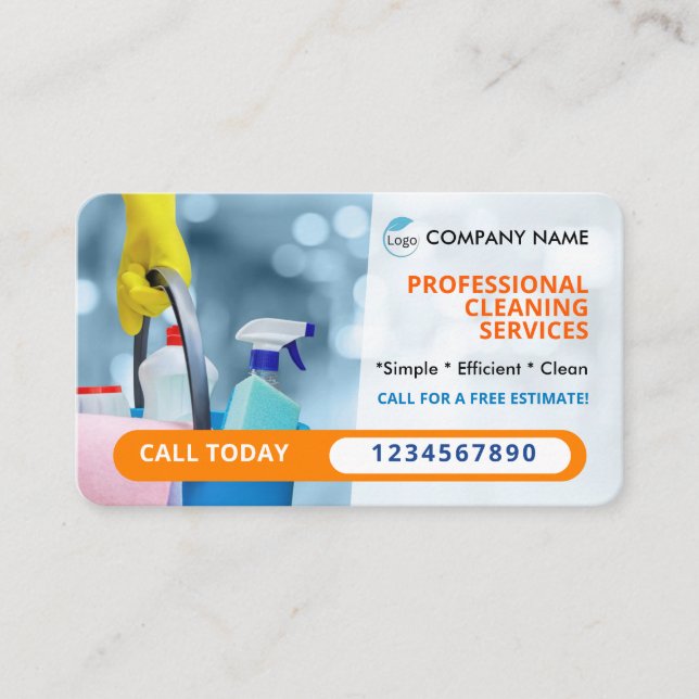Professional Cleaning Services Business Card (Front)