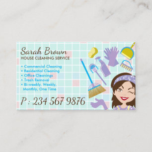 Professional Cleaning Services Janitorial Lady Business Card