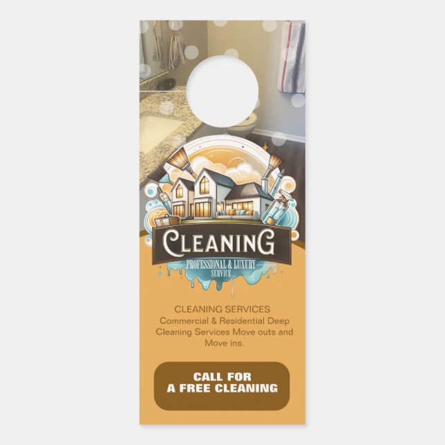Professional Cleaning Services Logo Door Hanger (Front)