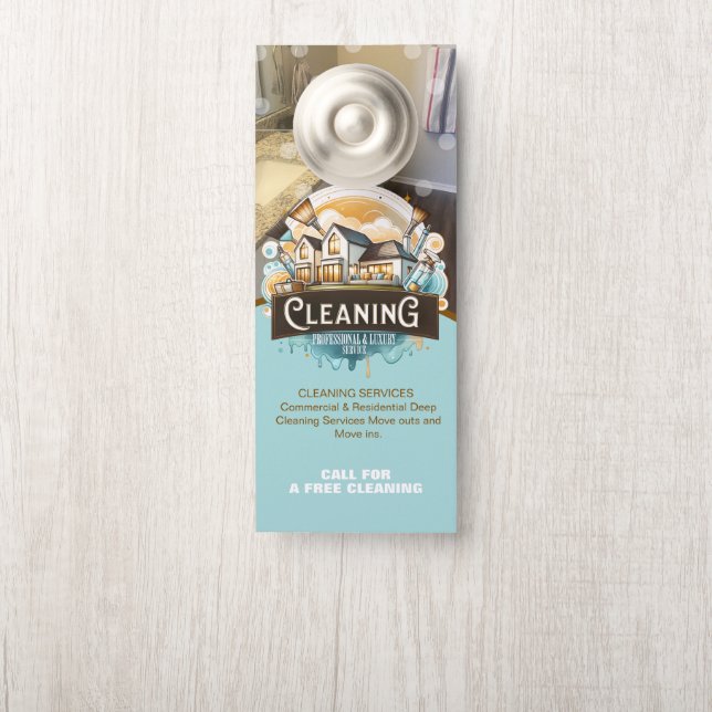 Professional Cleaning Services Logo Door Hanger (On Knob)