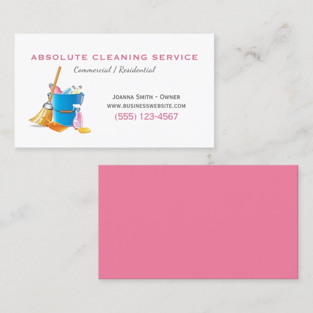 Professional Cleaning Supplies Clean Service Business Card (Front/Back)