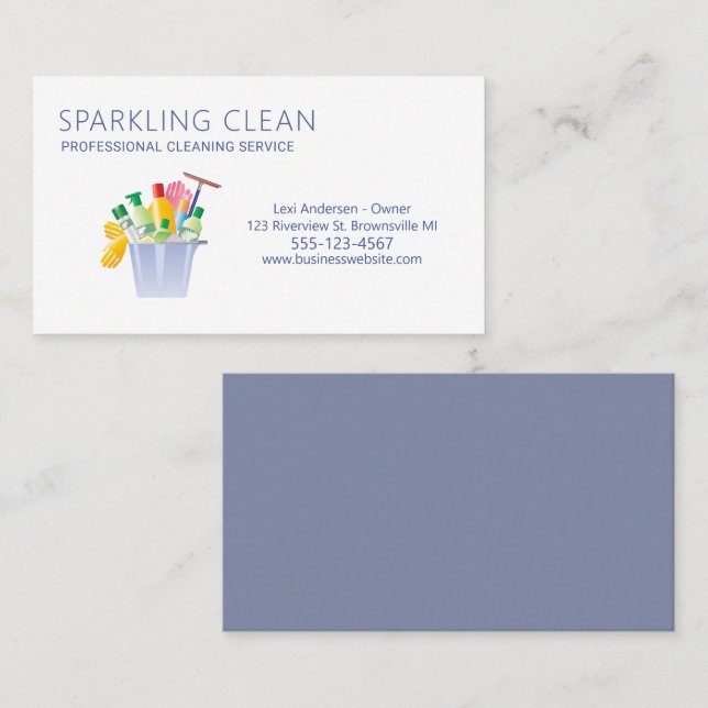 Professional Cleaning Supplies Clean Service Business Card (Front/Back)