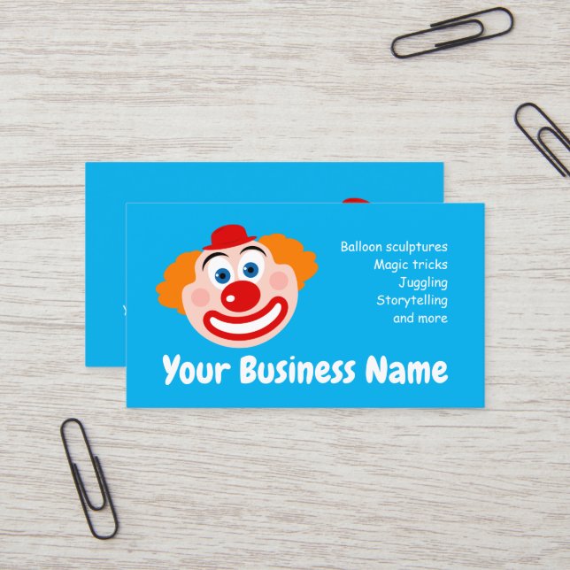 Professional clown act business card template (Front/Back In Situ)