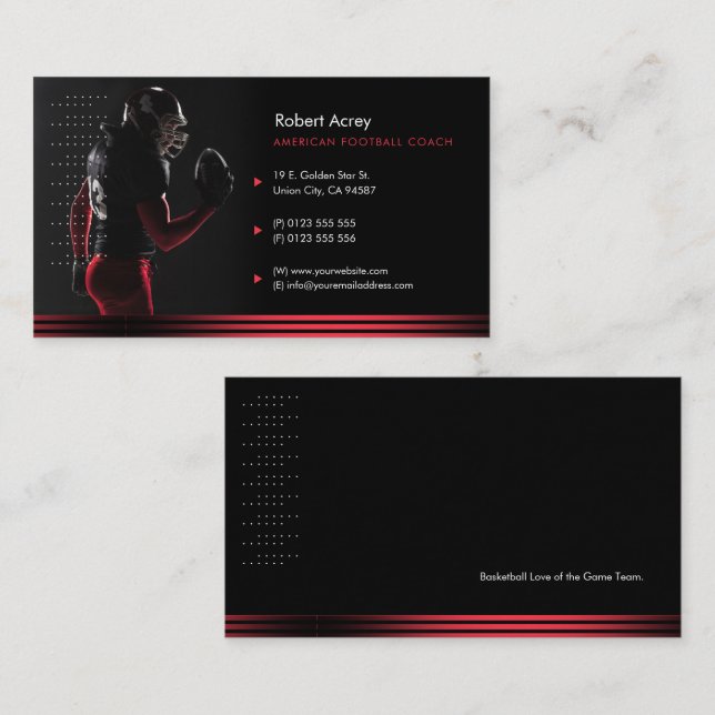 Professional Coach | American Football  Sport Business Card (Front/Back)
