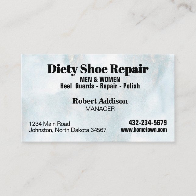 Professional Cobbler Shoe Repair Business Card (Front)