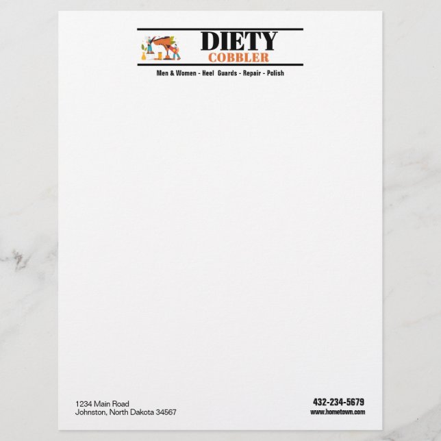Professional Cobbler Shoe Repair Custom Letterhead (Front)
