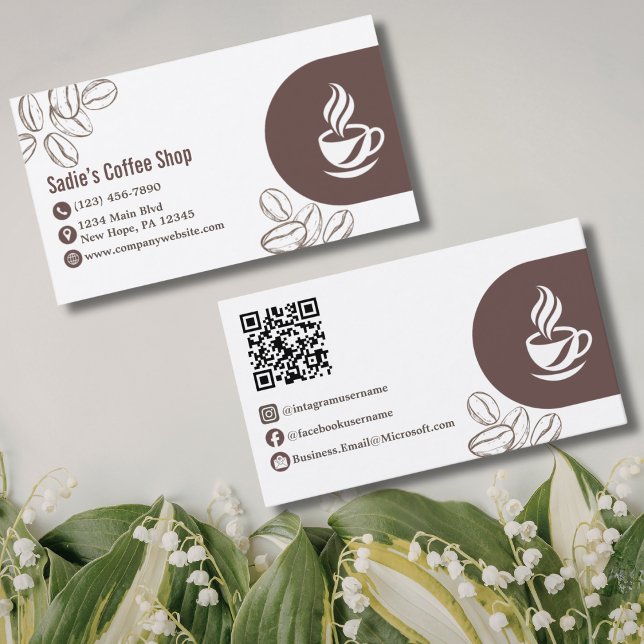 Professional Coffee Shop Barista Modern Custom Business Card (Creator Uploaded)