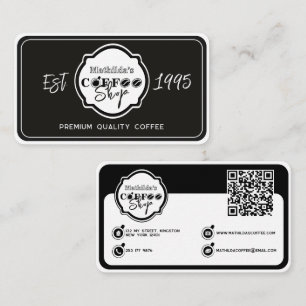 Professional Coffee Shop Personalised Logo Black Business Card