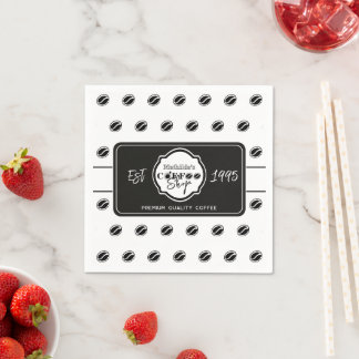 Professional Coffee Shop Personalised Logo Black Napkin