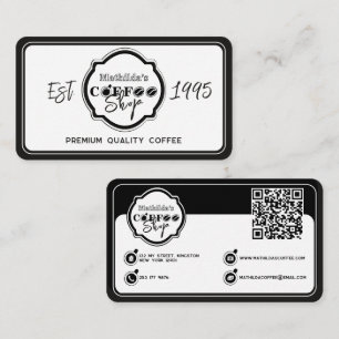 Professional Coffee Shop Personalised Logo white Business Card