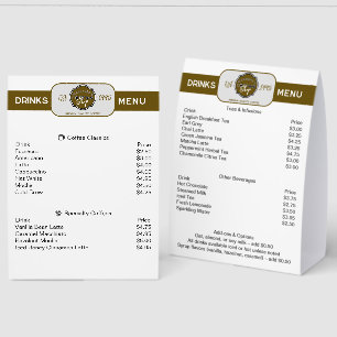 Professional Coffee Shop Personalized Drinks Menu