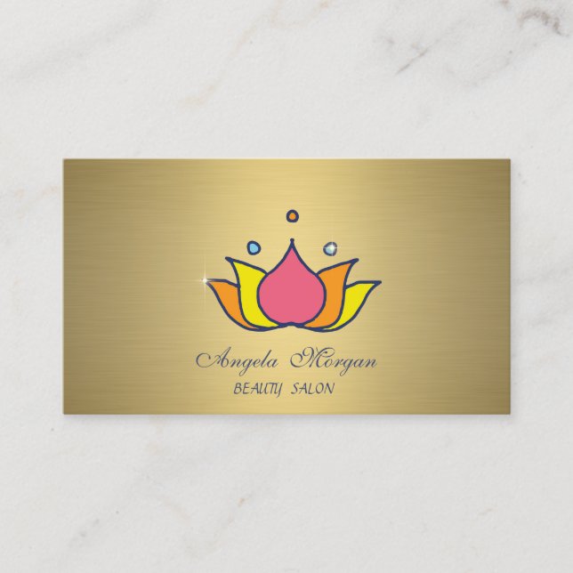Professional Colourful Lotus Gold  Business Card (Front)
