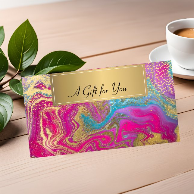 Professional Colourful Marble Gold Confetti Discount Card (Creator Uploaded)