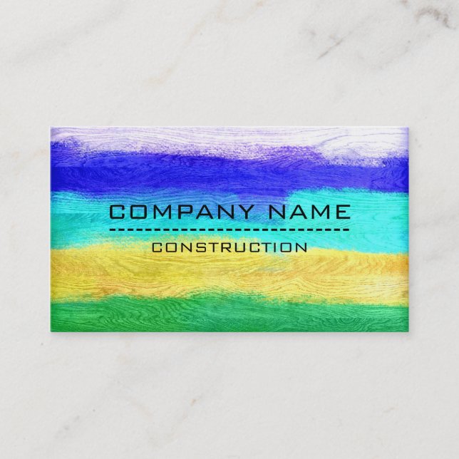 Professional Colourful Modern Wood Look #16 Business Card (Front)