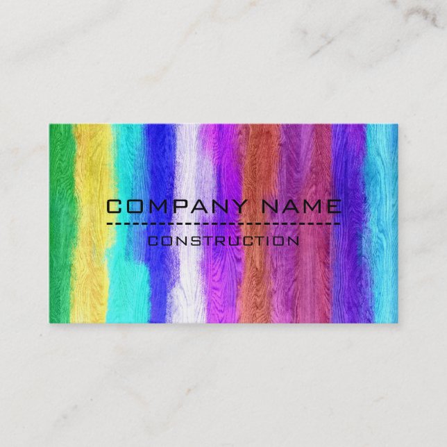 Professional Colourful Modern Wood Look #18 Business Card (Front)