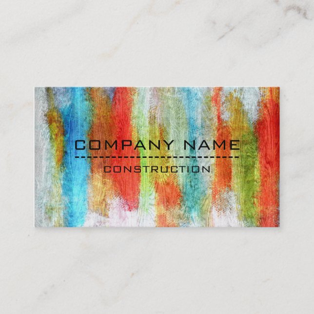 Professional Colourful Modern Wood Look #19 Business Card (Front)