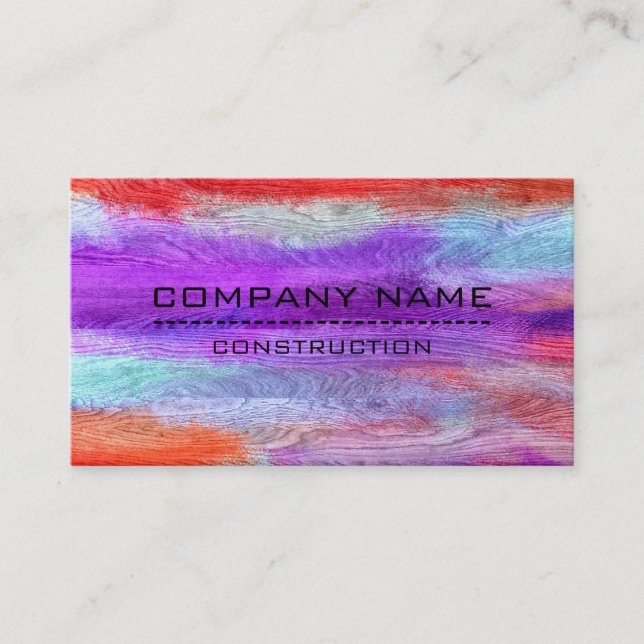 Professional Colourful Modern Wood Look #8 Business Card (Front)