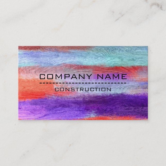 Professional Colourful Modern Wood Look #9 Business Card (Front)