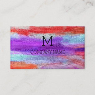 Professional Colourful Modern Wood Monogram #10 Business Card