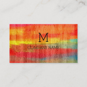 Professional Colourful Modern Wood Monogram #12 Business Card