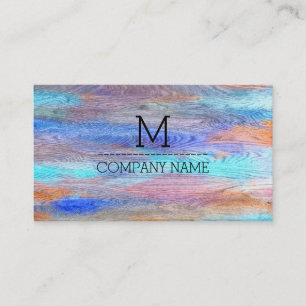 Professional Colourful Modern Wood Monogram #15 Business Card