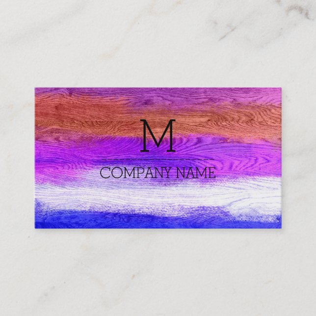Professional Colourful Modern Wood Monogram #16 Business Card (Front)