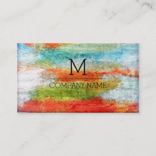 Professional Colourful Modern Wood Monogram #22 Business Card