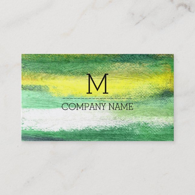 Professional Colourful Modern Wood Monogram #24 Business Card (Front)