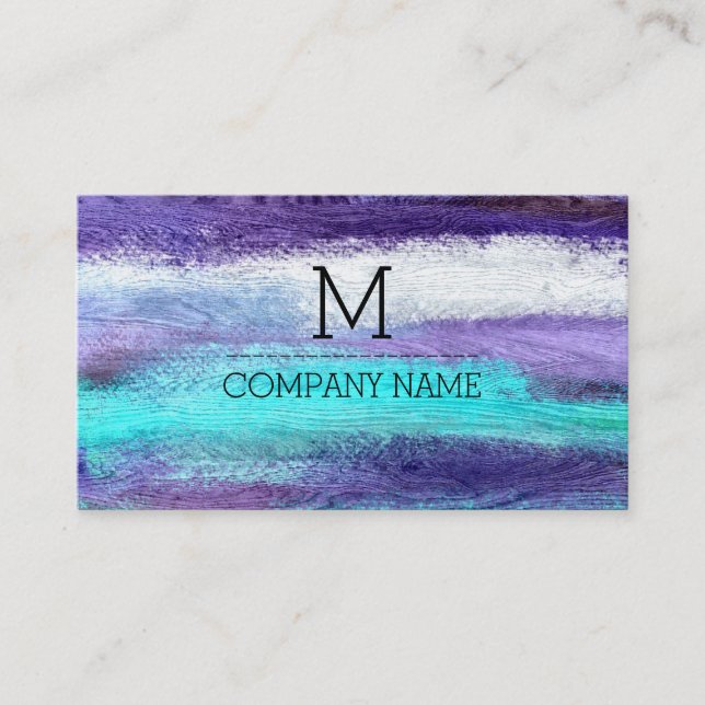 Professional Colourful Modern Wood Monogram #25 Business Card (Front)