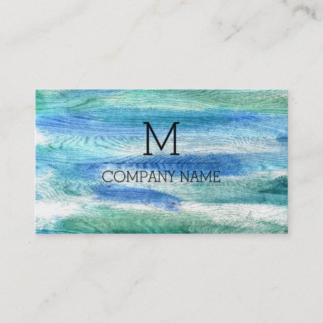 Professional Colourful Modern Wood Monogram #28 Business Card (Front)