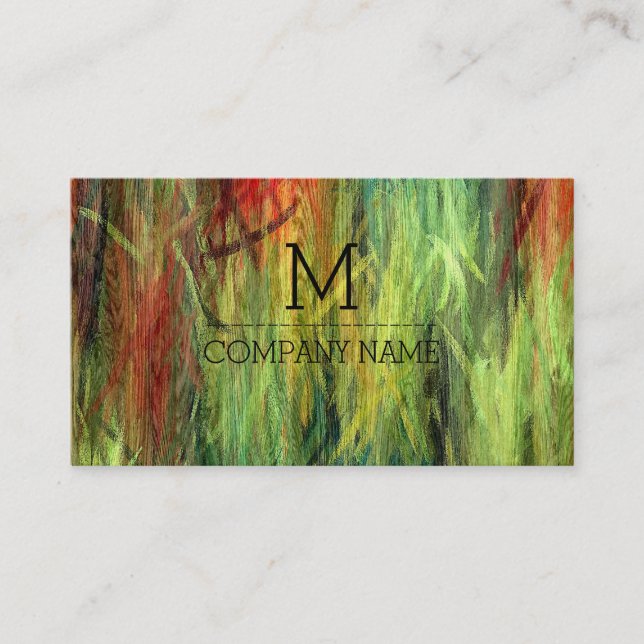Professional Colourful Modern Wood Monogram #3 Business Card (Front)