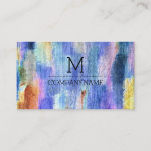 Professional Colourful Modern Wood Monogram #4 Business Card