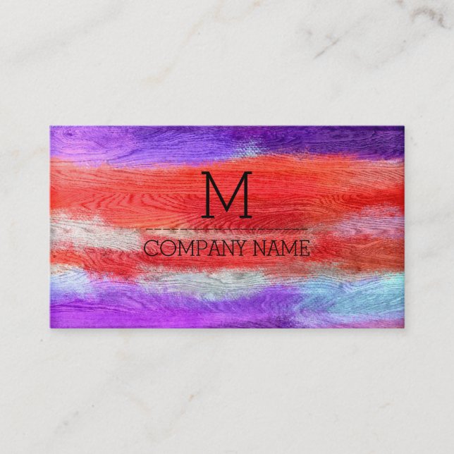 Professional Colourful Modern Wood Monogram #9 Business Card (Front)