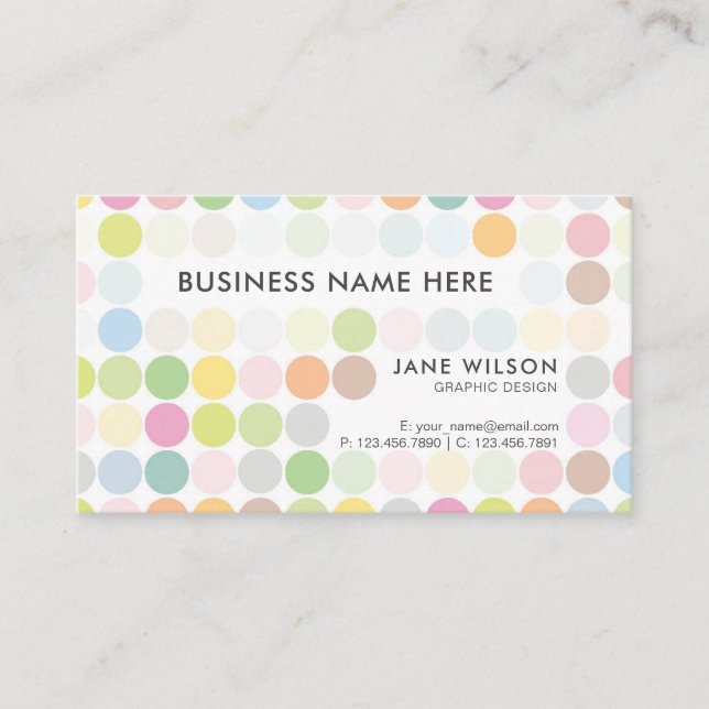 Professional Colourful Pastel Polka Business Card (Front)