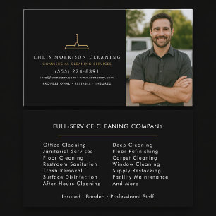 Professional Commercial Cleaning Photo Black Gold Business Card