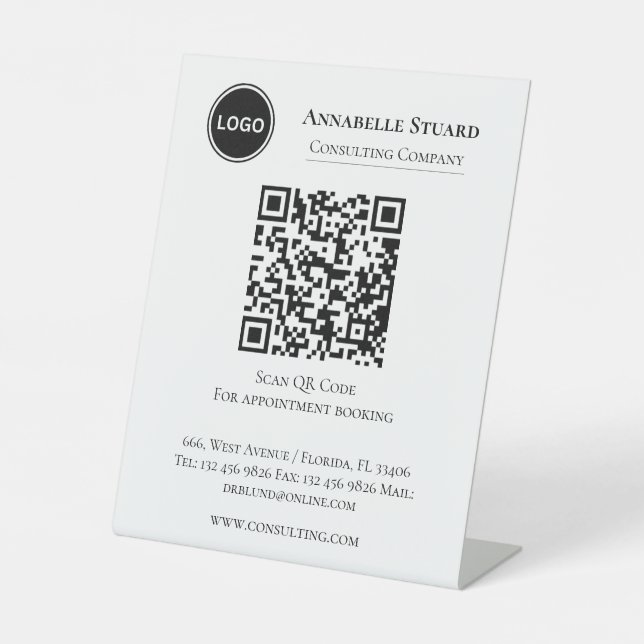 Professional Company Appointment Booking QR code Pedestal Sign (Front)